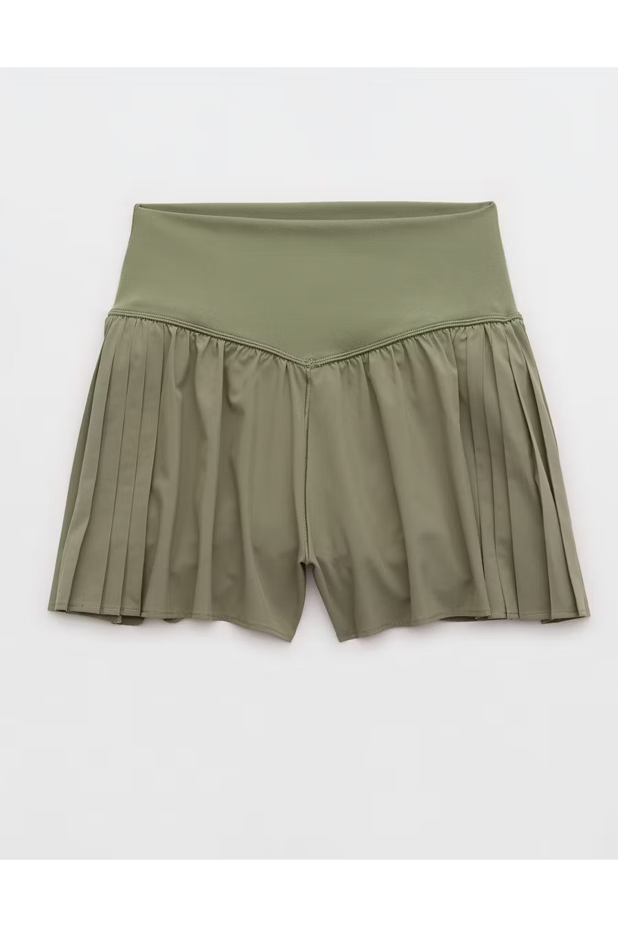 OFFLINE By Aerie Real Me Pleated Flowy Short Women's Olive Fun M | Aerie