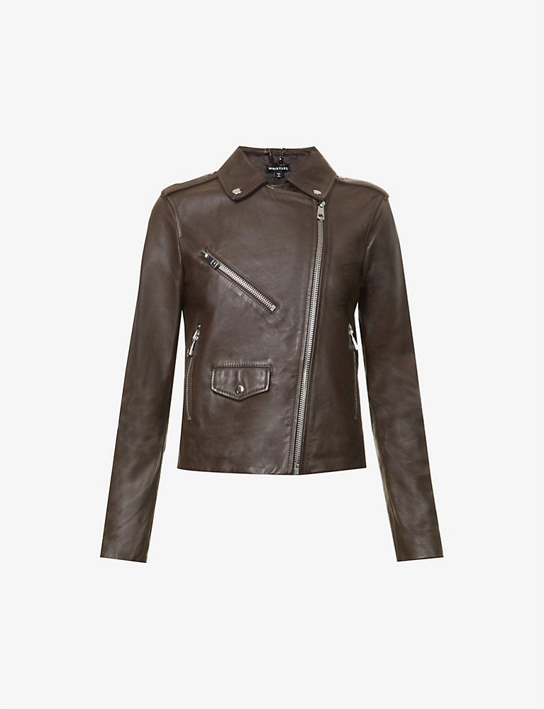 Agnes zip-through leather biker jacket | Selfridges