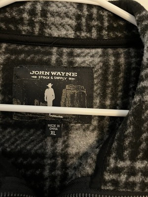 John Wayne Stock &amp; Supply 1/4" Zip Fleece Plaid Pullover Jacket LS Men's XL  | eBay | eBay US
