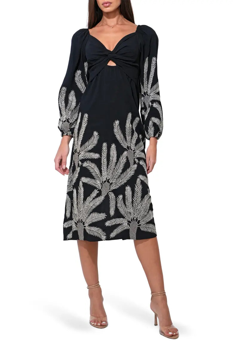 Jia Long Sleeve Embroidered Midi Dress (Women) | Nordstrom | Nordstrom