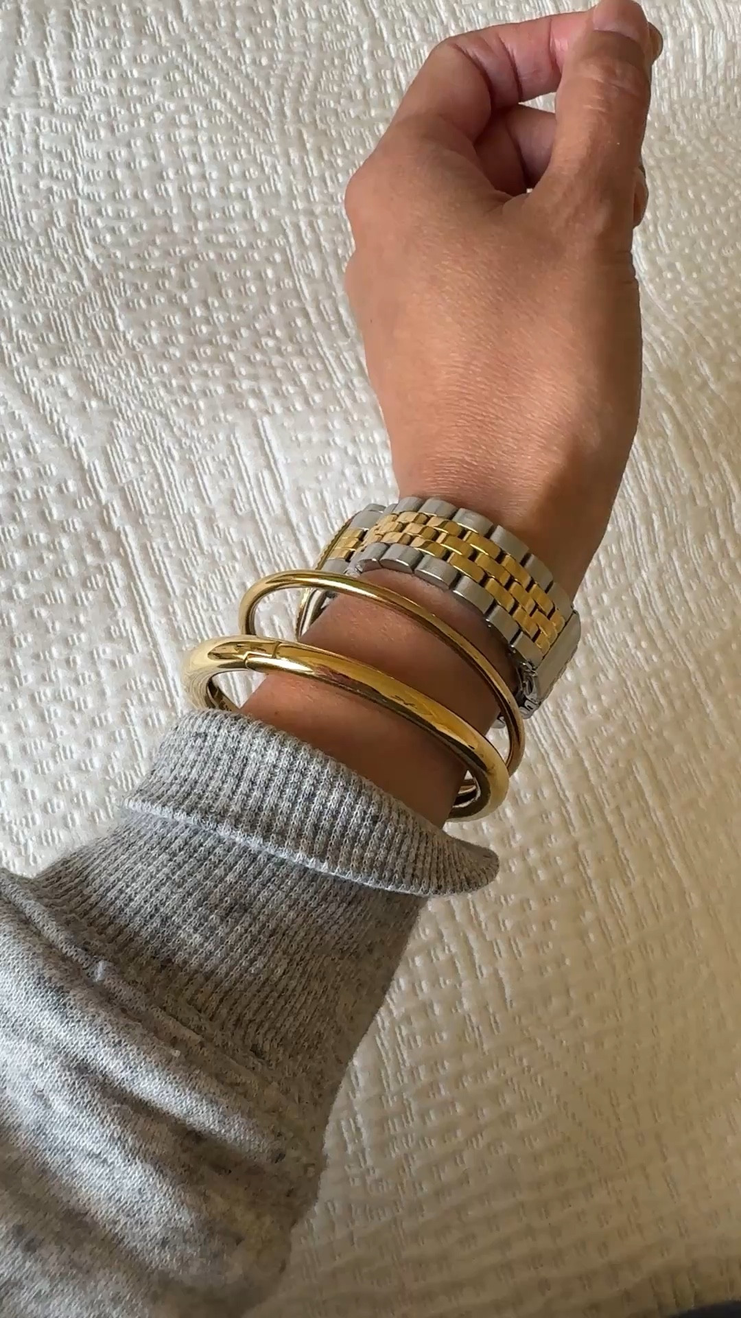 Favorite bracelets. Thicker cuff bracelet is what I wear for dressier outfits, alone or with a thinner one like this. Also comes in silver. I wear 6 inch size  

#LTKOver40