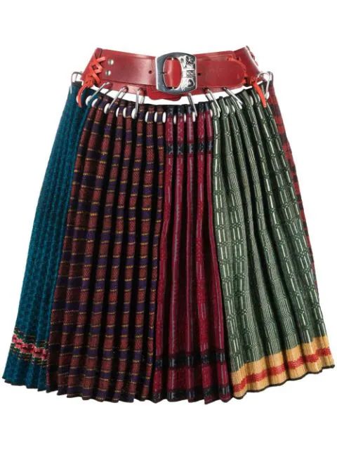 Chopova Lowena Pleated Belted Miniskirt - Farfetch | Farfetch Global