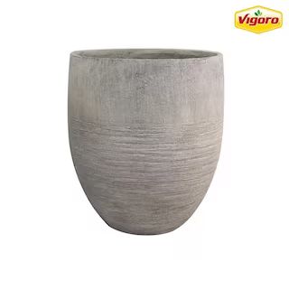 Vigoro 17 in. Jennings Large Gray Fiberglass Tall Planter (17 in. D x 19 in. H) With Drainage Hol... | The Home Depot