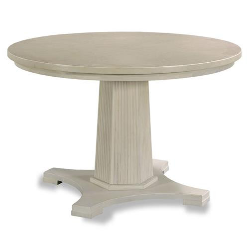 Woodbridge Willow French Whitewashed Wood Sunburst Round Dining Table - Small - 46"W | Kathy Kuo Home