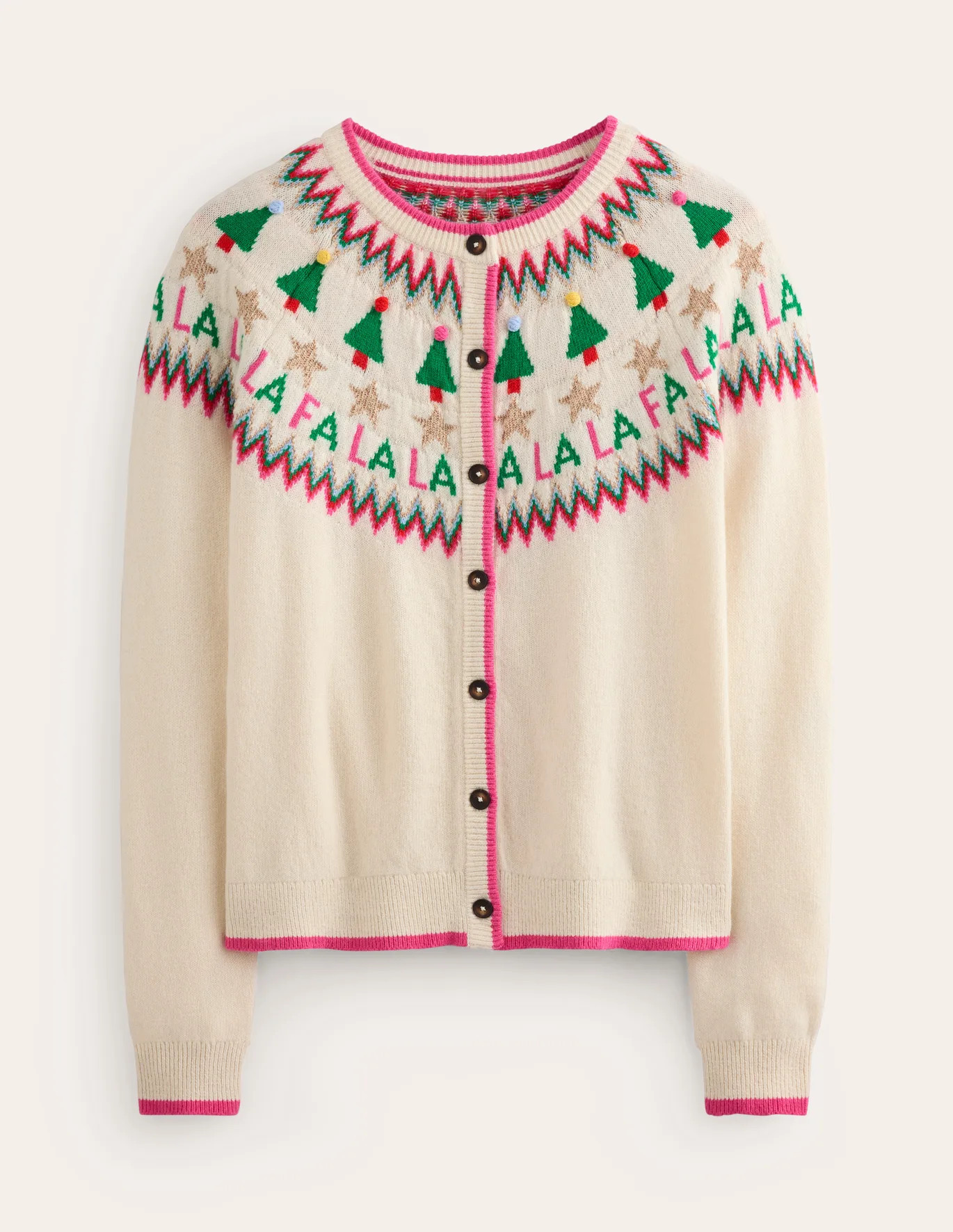 Edie Fair-Isle-Strickjacke - Beige Meliert, Fa La La | Boden DE | Boden DE