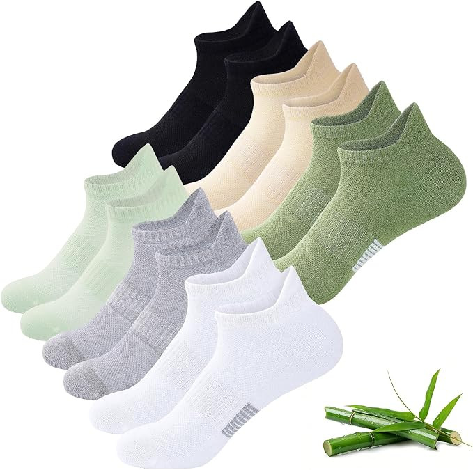 Niorasen Women's Bamboo Viscose Ankle Socks, 6 Pairs, Low Cut | Amazon (US)