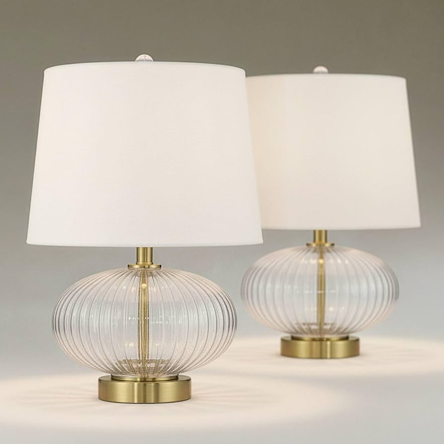360 Lighting Darrah 19" High Small Mid Century Modern Accent Table Lamps Set of 2 USB Port Clear ... | Amazon (US)