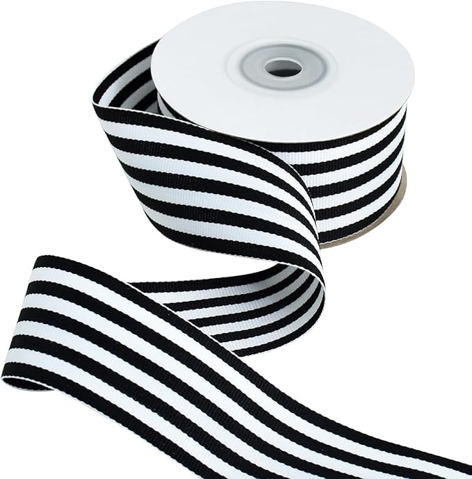 TONIFUL Black White Grosgrain Striped Ribbon 1.5 Inch x 10 Yard Ribbon for Gift Wrapping, DIY Acc... | Amazon (US)