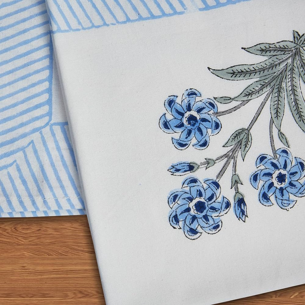 100% Cotton Linen Fabric Cloth Napkins - Spring Block Print Collection - Floral Boho Cocktail Nap... | Amazon (US)