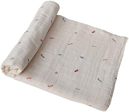 mushie Muslin Baby Swaddle Blanket | 100% Organic Cotton (Retro Cars) | Amazon (US)
