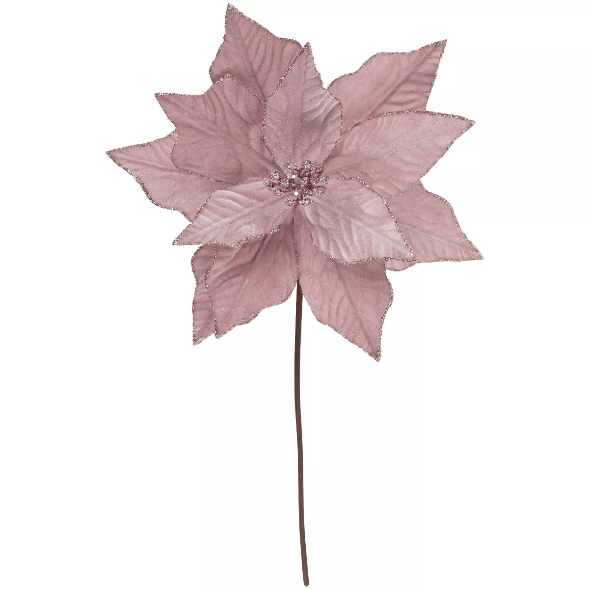 Northlight 24" Pink Glittered Poinsettia Christmas Stem Spray | Target