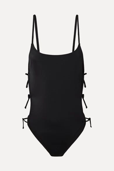 Solid & Striped - The Lily Lace-up Cutout Swimsuit - Black | NET-A-PORTER (US)