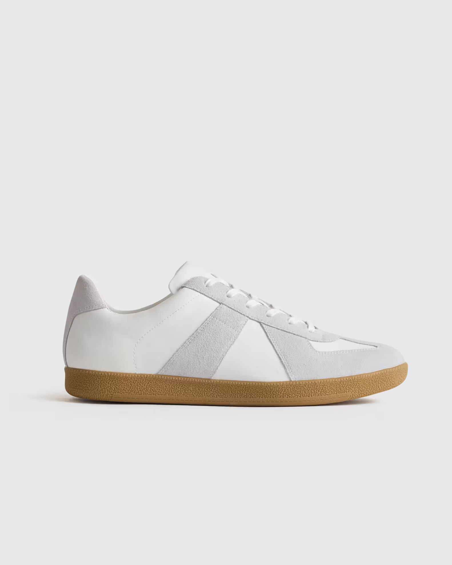 100% Leather & Suede Trainer Sneaker in White | Quince