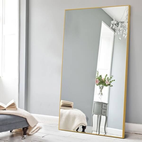 Modern Glam Large Full-length Floor Wall Mirror - 70x30 - Gold | Bed Bath & Beyond