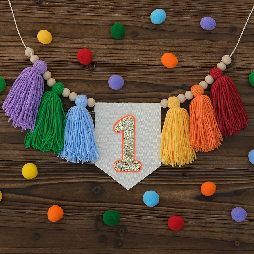 HODIHIWI Handmade Rainbow 1st Birthday HighChair Banner Colorful Party Decoration For Girls Boys ... | Amazon (US)