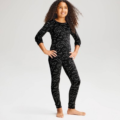 Girls' Halloween Bat Printed Tight Fit Snuggly Soft 2pc Pajama Set - Cat & Jack™ Black 10 | Target