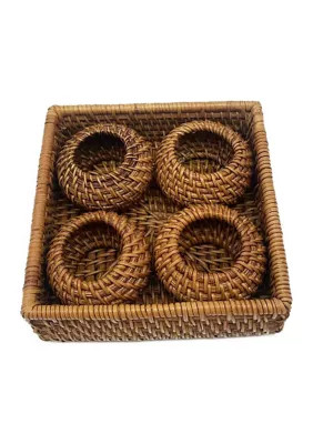 Crown & Ivy™ Set of 4 Rattan Napkin Rings | Belk