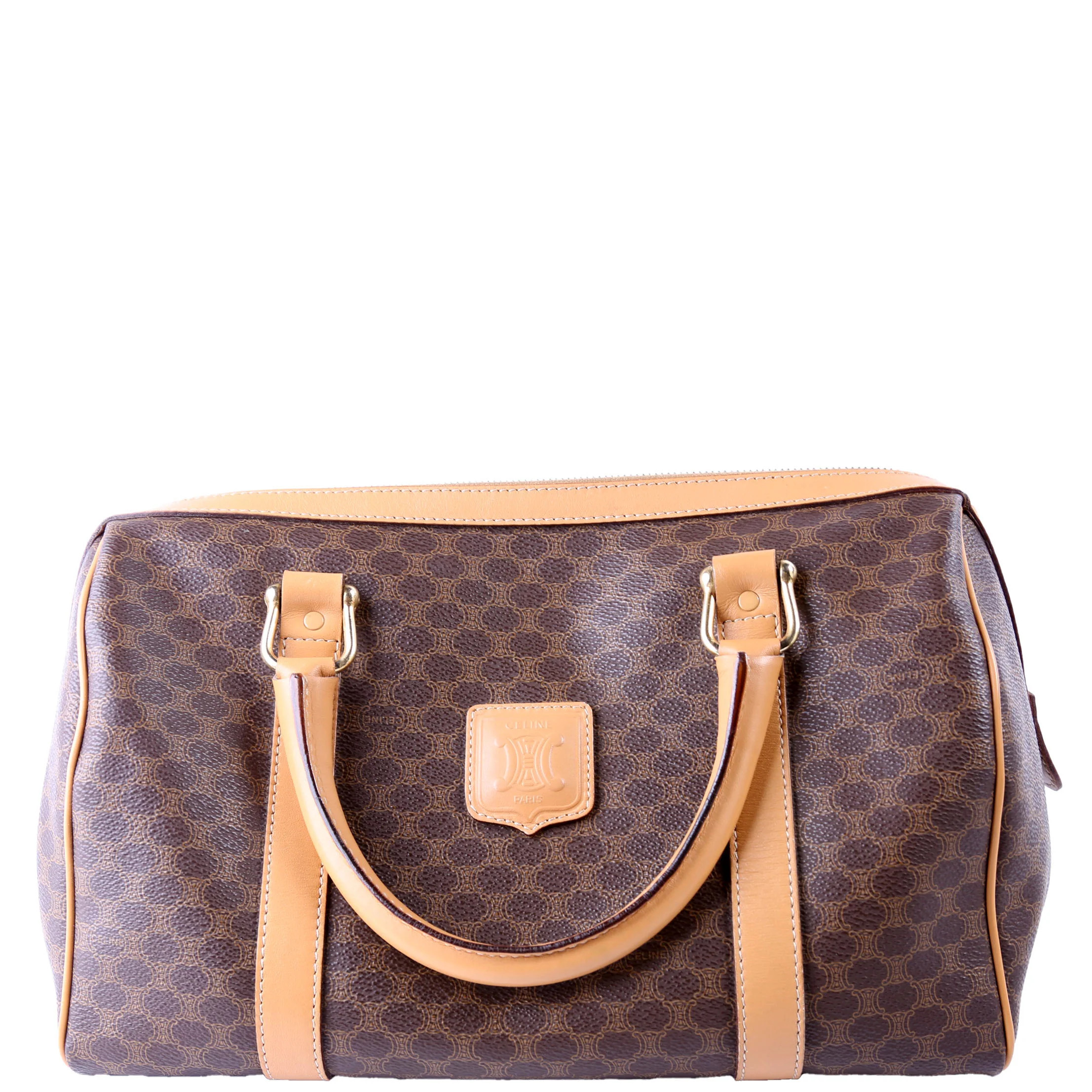 Vintage Leather/Canvas Boston Bag | Keeks Designer Handbags