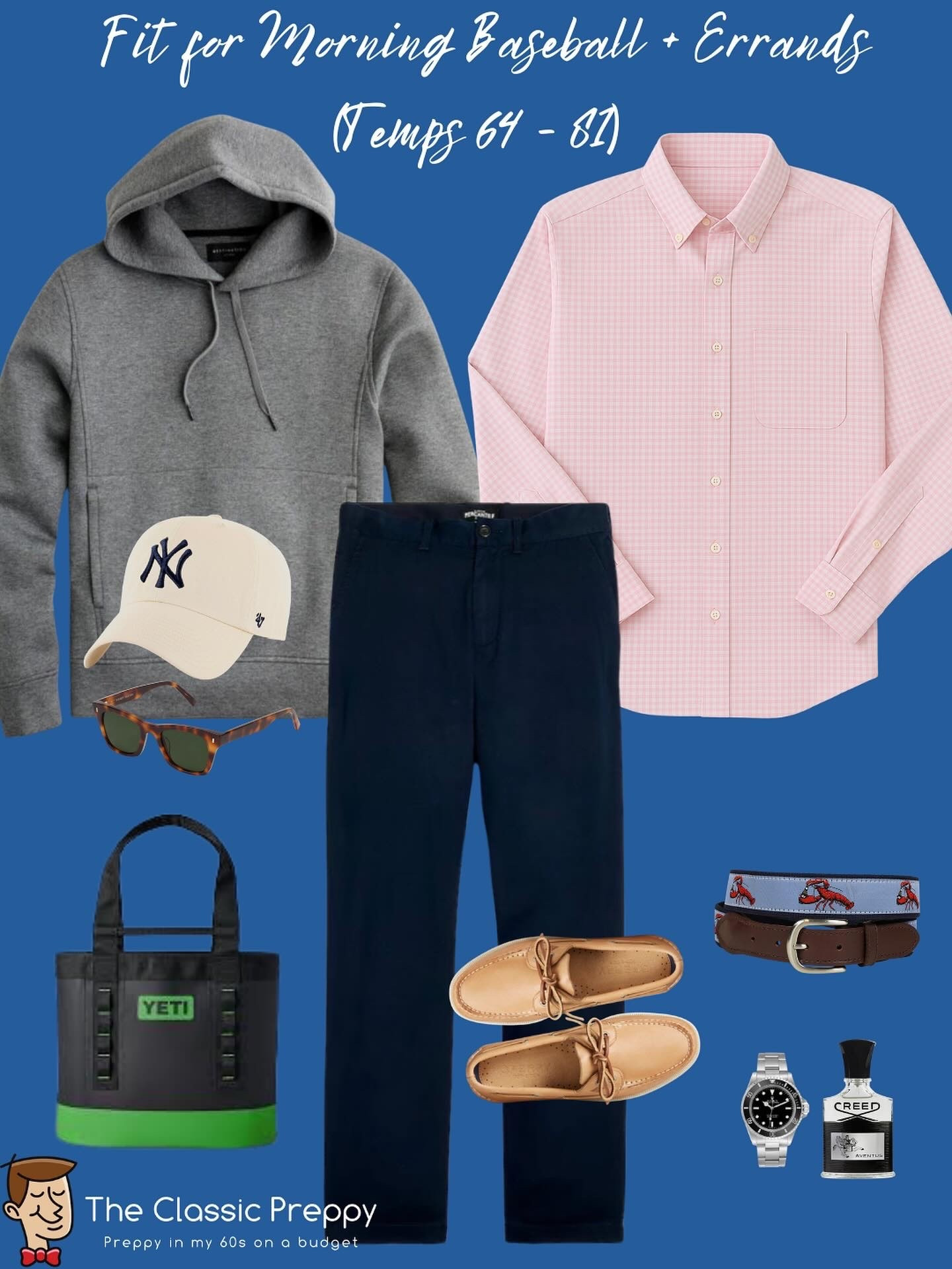 ⚾️ Morning baseball + errands fit (temps 64–81°)

👔 Pink gingham @turtlesonapparel 
👖 Navy chinos @jcrew
🧥 Gray hoodie @gildan
🦞 Lobster belt @beltedcowcompany 
👞 Tan boat shoes @sperry
👜 Tote @yeti
🌊 Aventus @creed

Like the shirt? Get it here:

https://www.turtleson.com/?ref=n2zhyzq

Use code PREPPY15

Day 271 of 365 — No Buy Year

#PreppyStyle #ClassicMenswear #IvyStyle #PrepOnABudget #DadStyle #FitOver60 #MenswearDaily #OOTDPreppy #MensStyleInspo #EastCoastStyle #LTKpreppy #LTKpreppystyle #LTKivystyle

#LTKStyleTip #LTKOver40 #LTKMens