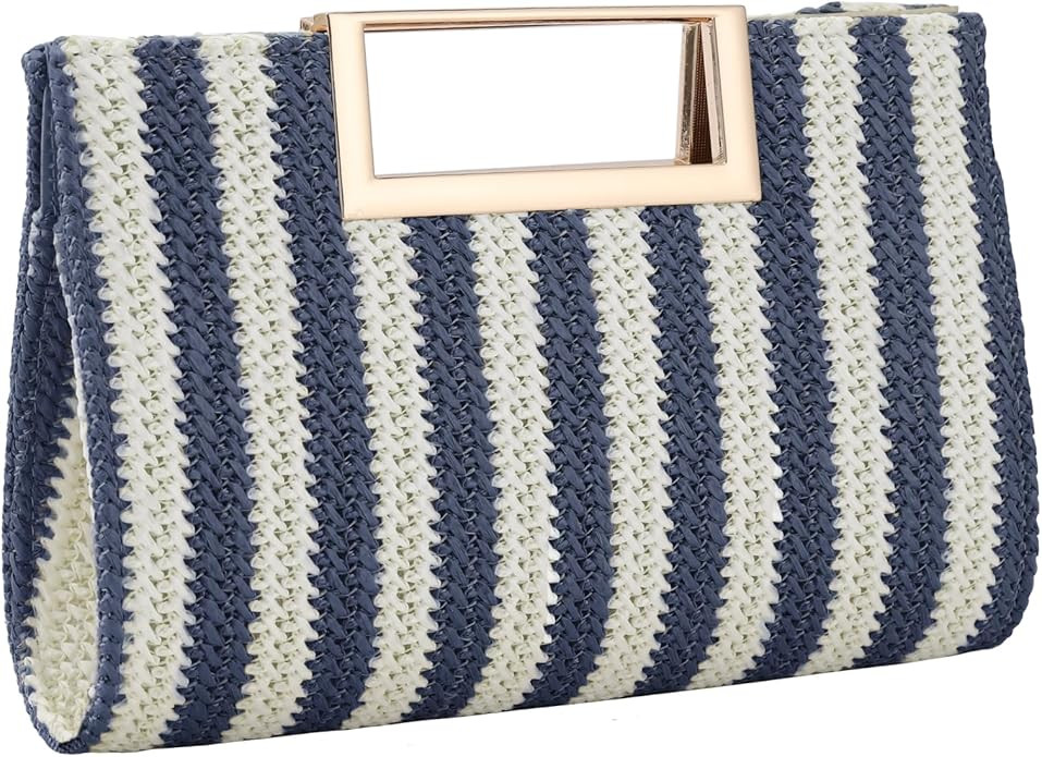 Amazon.com: Cckuu Women’s Straw Raffia Clutch Purse, Top Handle Woven Handbag with Crossbody St... | Amazon (US)