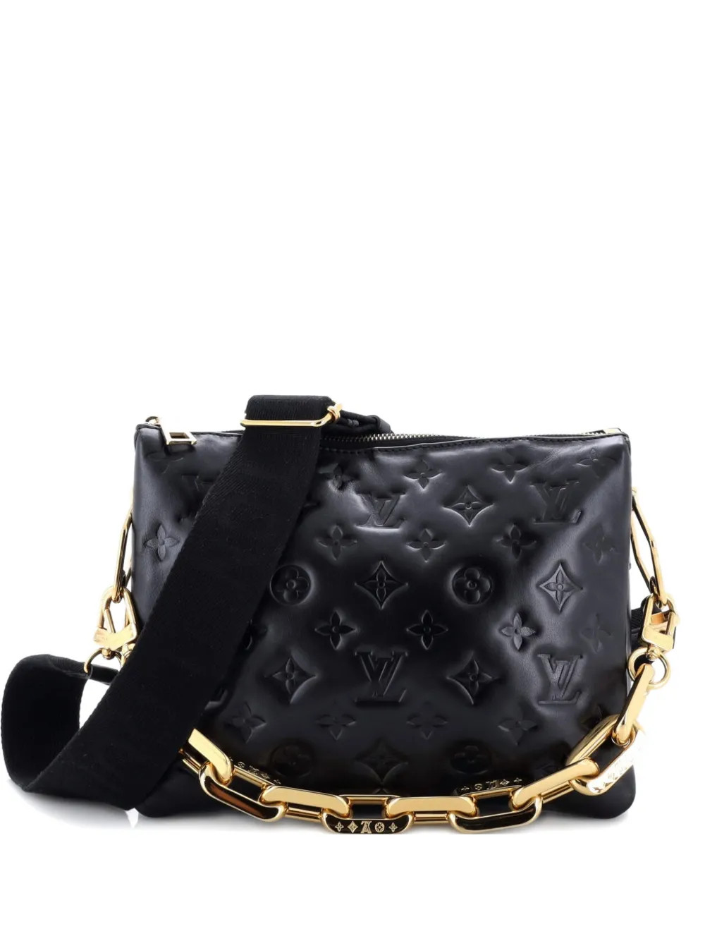 Louis Vuitton Pre-Owned Coussin Bag Monogram Embossed Lambskin PM crossbody bag - Black | Farfetch Global