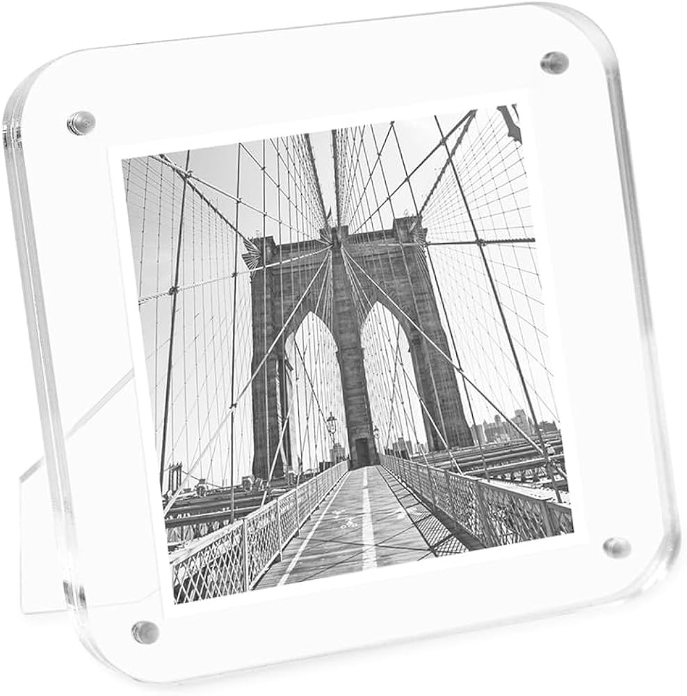 Isaac Jacobs 4x4 Clear Plain Rounded Corner Acrylic Picture Frame, Magnetic Photo Frame, Made for... | Amazon (US)