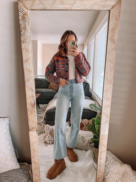 Teacher outfit inspo🍎 wearing a small cardigan, xs long sleeve and size 25 denim 

#LTKstyletip