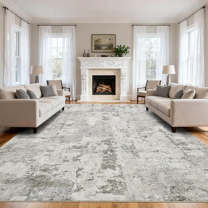 GarveeHome Large Area Rugs 9x12 for Living Room, Neutral Abstract Washable Rug Modern Non Slip Fl... | Amazon (US)