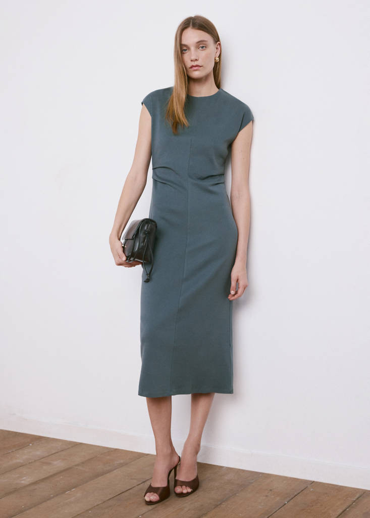 Midi-dress with draped detail blue - Woman - 6 - MANGO | Mango (US/MX/AU)
