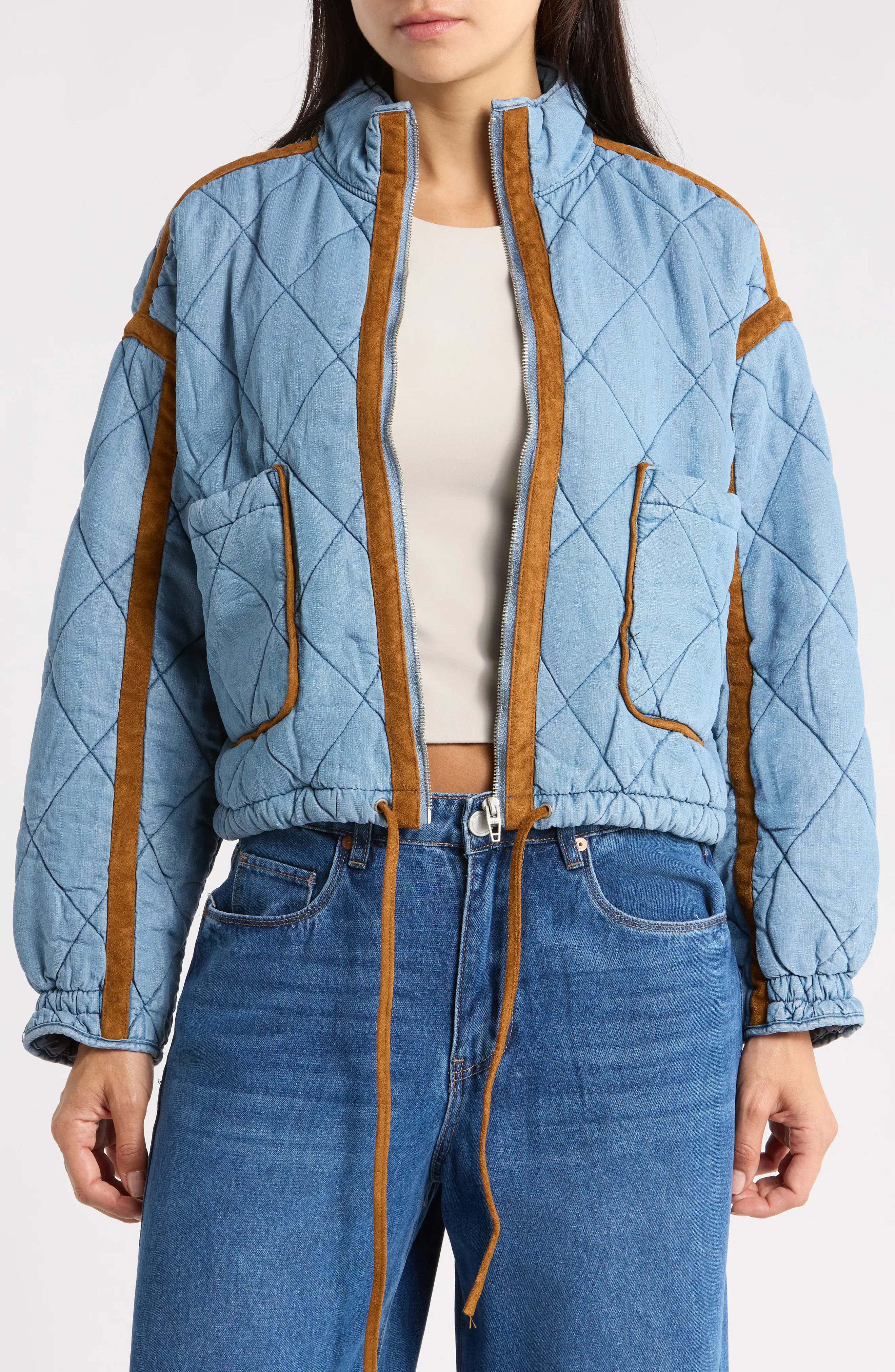 BLANKNYC Quilted Denim Bomber Jacket (Women) | Nordstromrack | Nordstrom Rack