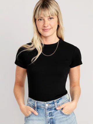 Fitted Rib-Knit Cropped T-Shirt for Women | Old Navy (CA)
