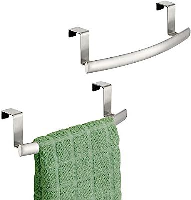 mDesign Modern Metal Kitchen Storage Over Cabinet Curved Towel Bar - Hang on Inside or Outside of... | Amazon (US)