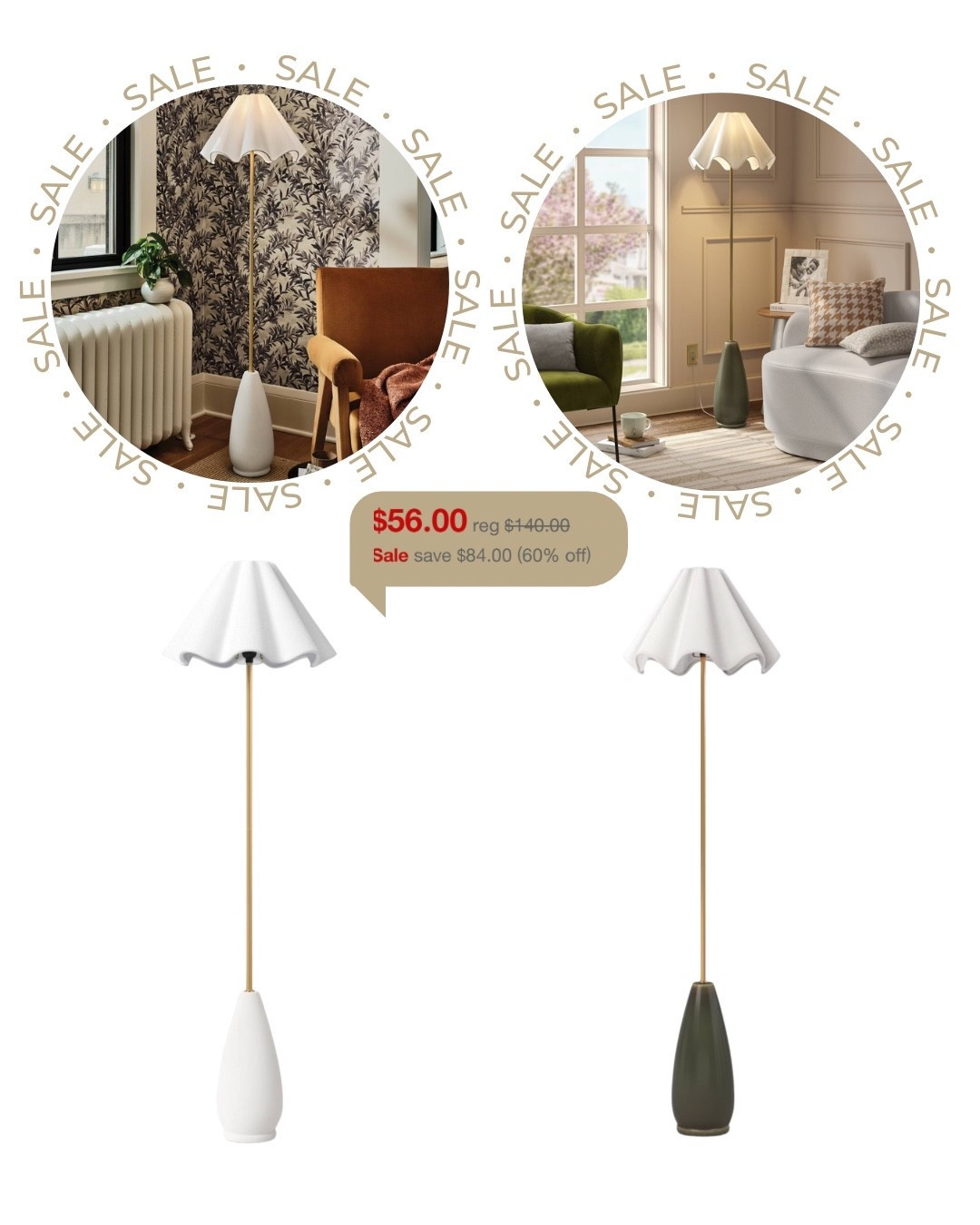 Wavy Shade Collection Ceramic Base Floor Lamp

#LTKover40 #LTKsalealert #LTKhome