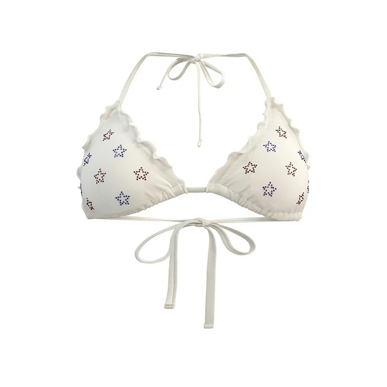 No Boundaries Lettuce Edge Rhinestone Stars Bikini Top, Women's | Walmart (US)