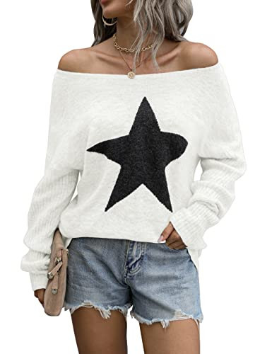 Blooming Jelly Women's Off The Shoulder Sweaters Cute Fall Tunic Tops Knitted Pullover Sweater | Amazon (US)
