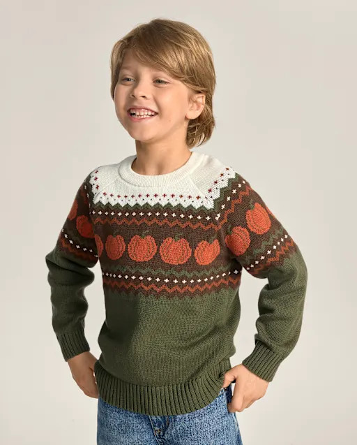Boys Pumpkin Fairisle Sweater - The Harvest Edit - Green | Gymboree
