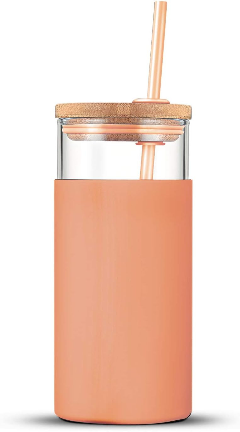 Tronco 20oz Glass Tumbler Glass Water Bottle Straw Silicone Protective Sleeve Bamboo Lid - BPA Fr... | Amazon (US)