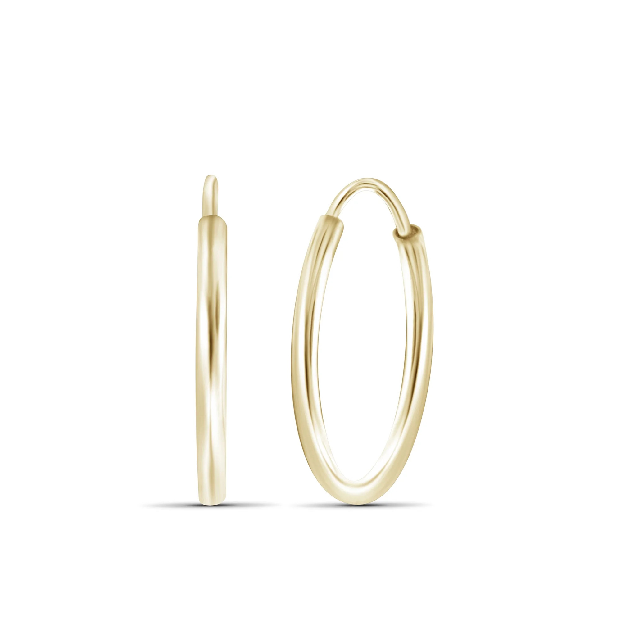 12mm Tube Crimp Hoop Earrings in 10KT Yellow Gold | Walmart (US)
