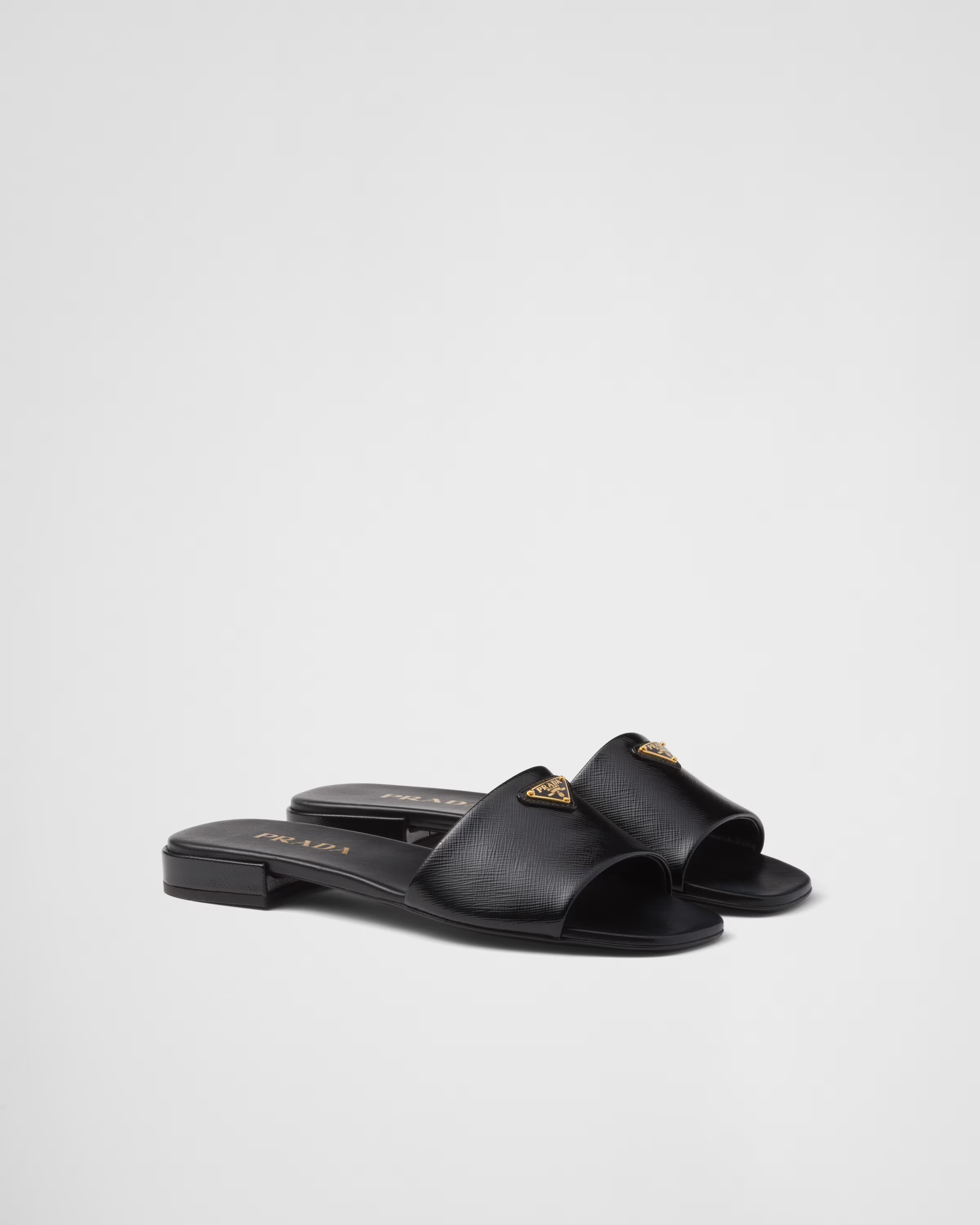 Saffiano patent leather slides | Prada US