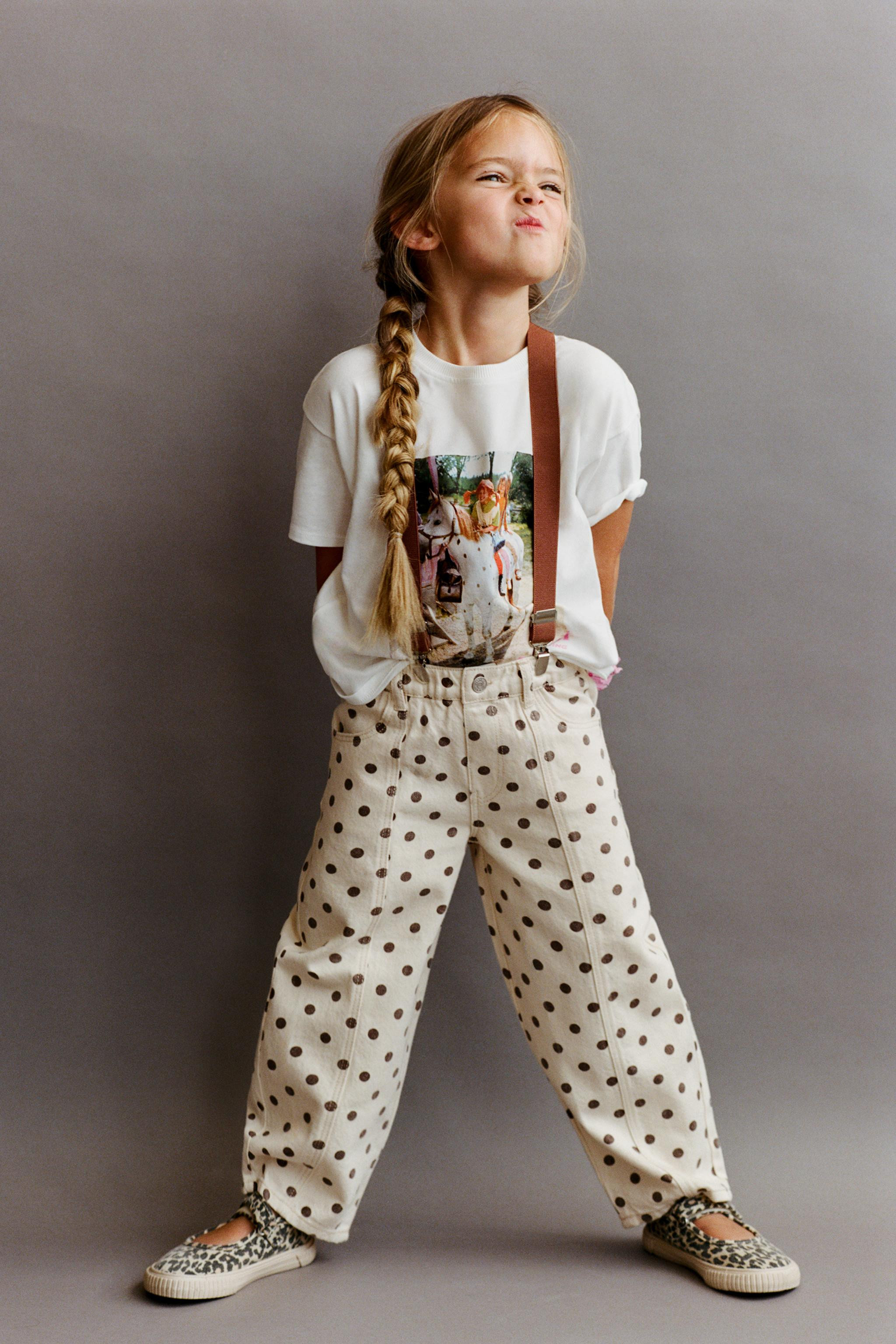 POLKA DOT BARREL TWILL PANTS | Zara US