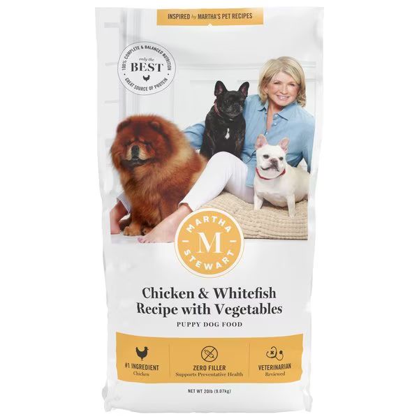 Martha Stewart Pet Food Puppy Chicken & Whitefish Recipe with Garden Vegetables Dry Dog Food | Chewy.com