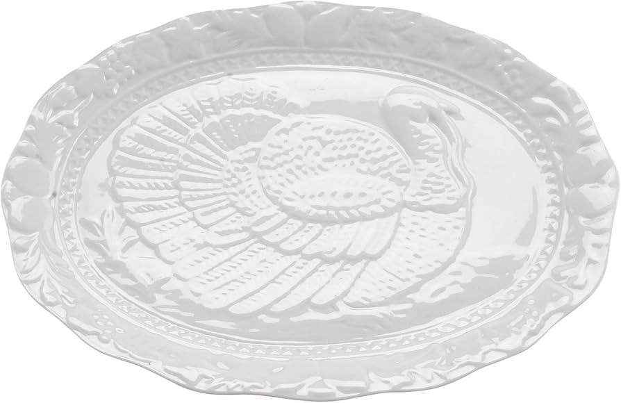 HIC Kitchen Turkey Embossed Serving Platter, Fine Porcelain, Oversized | Amazon (US)