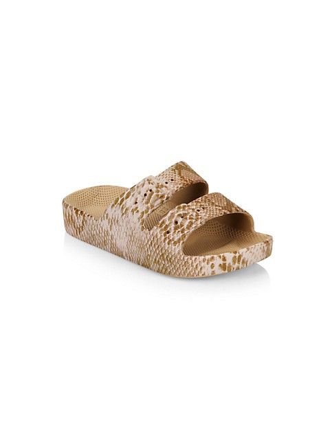 Little Girl's & Girl's Viper Snake-Print Two-Strap Slides | Saks Fifth Avenue