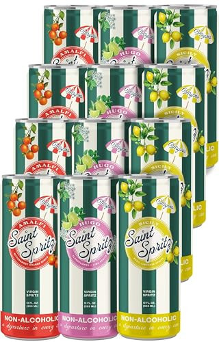 Saint Spritz Virgins Variety Pack (12-Pack) | Italian Non Alcoholic Spritz Cans | Amalfi, Sicily & Hugo Flavors | Sparkling Mocktail Aperitif Sampler | Premium Non Alcoholic Drinks & Spirits | Amazon (US)