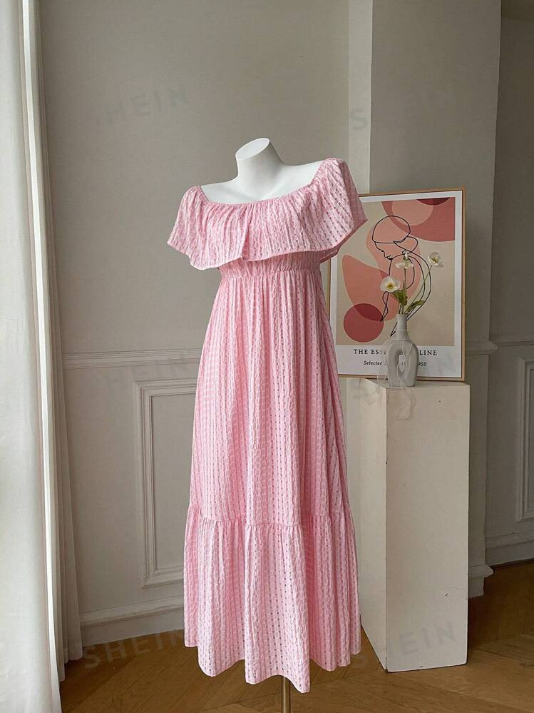 SHEIN Privé Ladies Plaid Off Shoulder Elegant Dress | SHEIN | SHEIN