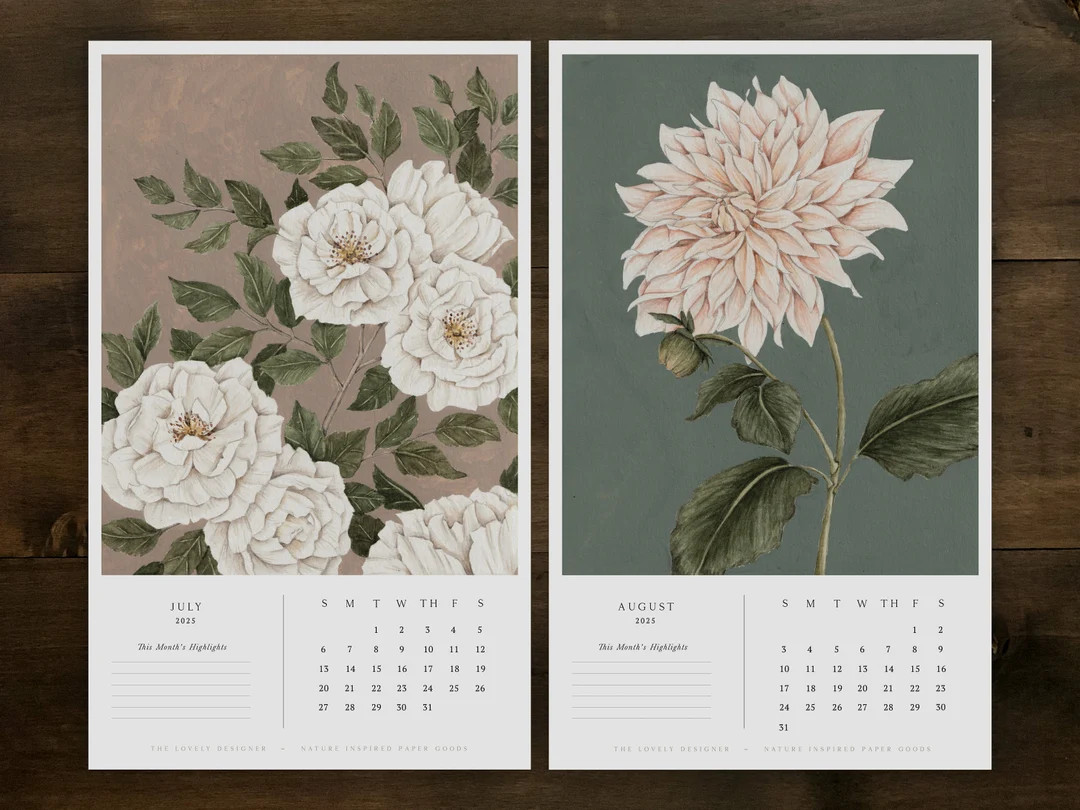 2025 Closeout Botanical Wall Calendar: Watercolor Flowers, Birds & Butterflies - Etsy | Etsy (US)