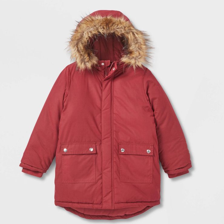 Girls' Hooded Parka Jacket - Cat & Jack™ Maroon | Target