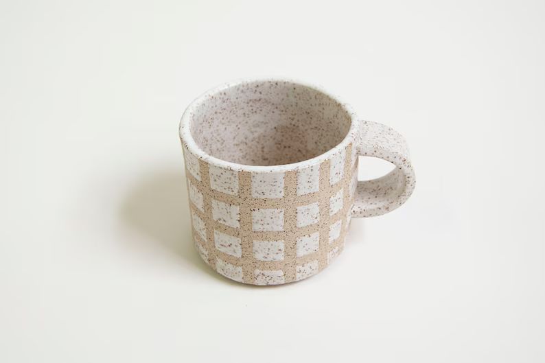 Speckled Grid Coffee Mug - Handmade Coffee Mug - Ceramic Cup - Tea Mug - Stoneware - 8.5oz Mug | Etsy (US)