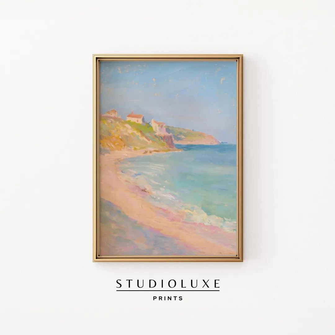 Coastal Beach Painting: French Riviera Impressionist Print (digital Download) - Etsy | Etsy (US)