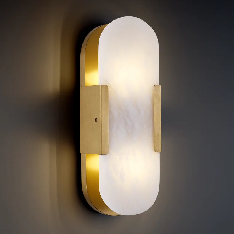 14" Dimmable Solid Brass Wall Mounted Sconce with Alabaster Shade (Bulbs Included) | Wayfair North America
